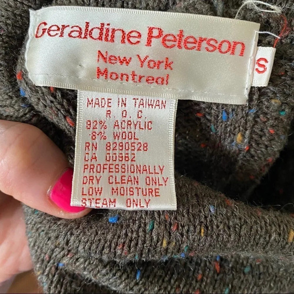 Vintage 80s Geraldine Peterson Long Cowlneck Sweater Dress Women Small Maxi Midi - Picture 8 of 11